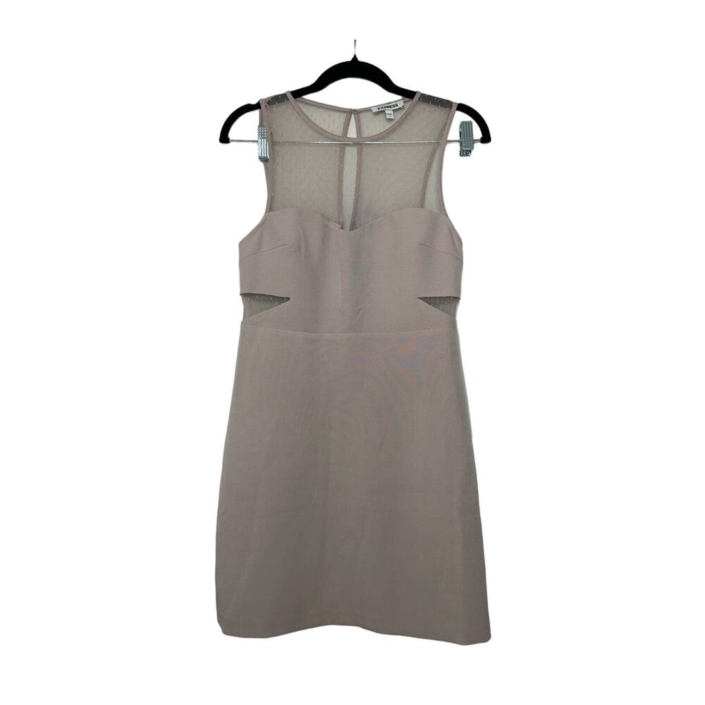 Express Dress Women's Size 4‎ Bodycon Dress Nude Sleeveless Mini Mesh Y2K